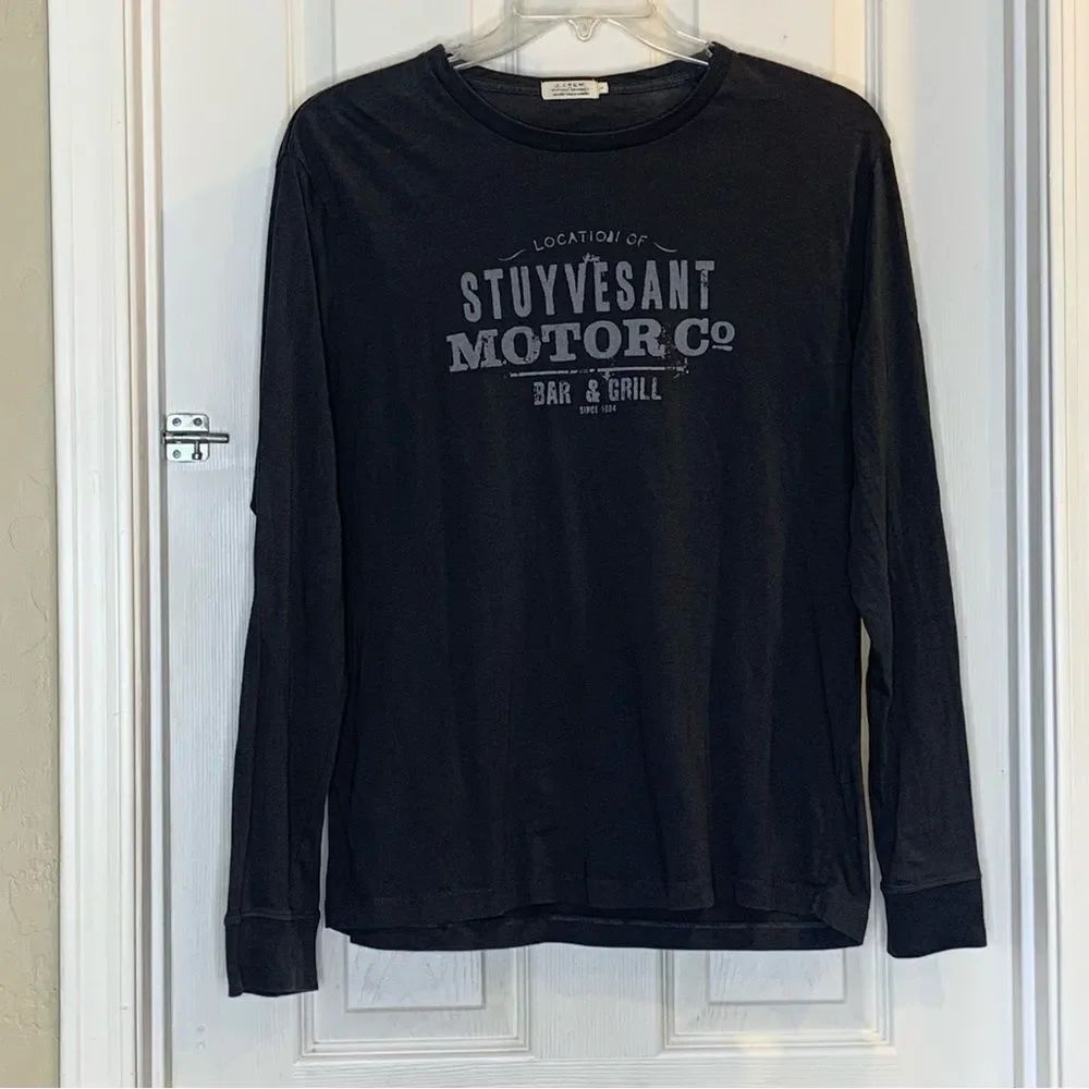J Crew Factory Vintage Graphics Black Long Sleeve Top Size Large